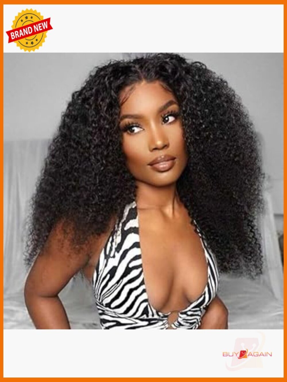 250% Density Kinky Curly Human Hair Lace Front Wig 13x6